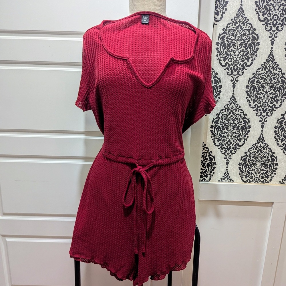SHEIN Red Textured Romper - Picture 2 of 5